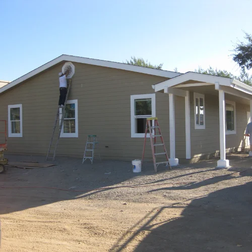 Residential exterior receiving siding and finish work